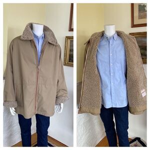 Mighty Mac Out O' Gloucester Beige Faux Shearling Lined Two Way Zip Deck Jacket